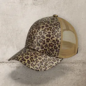 CC Sequin Leopard Baseball Cap for Women One Size Fits Most