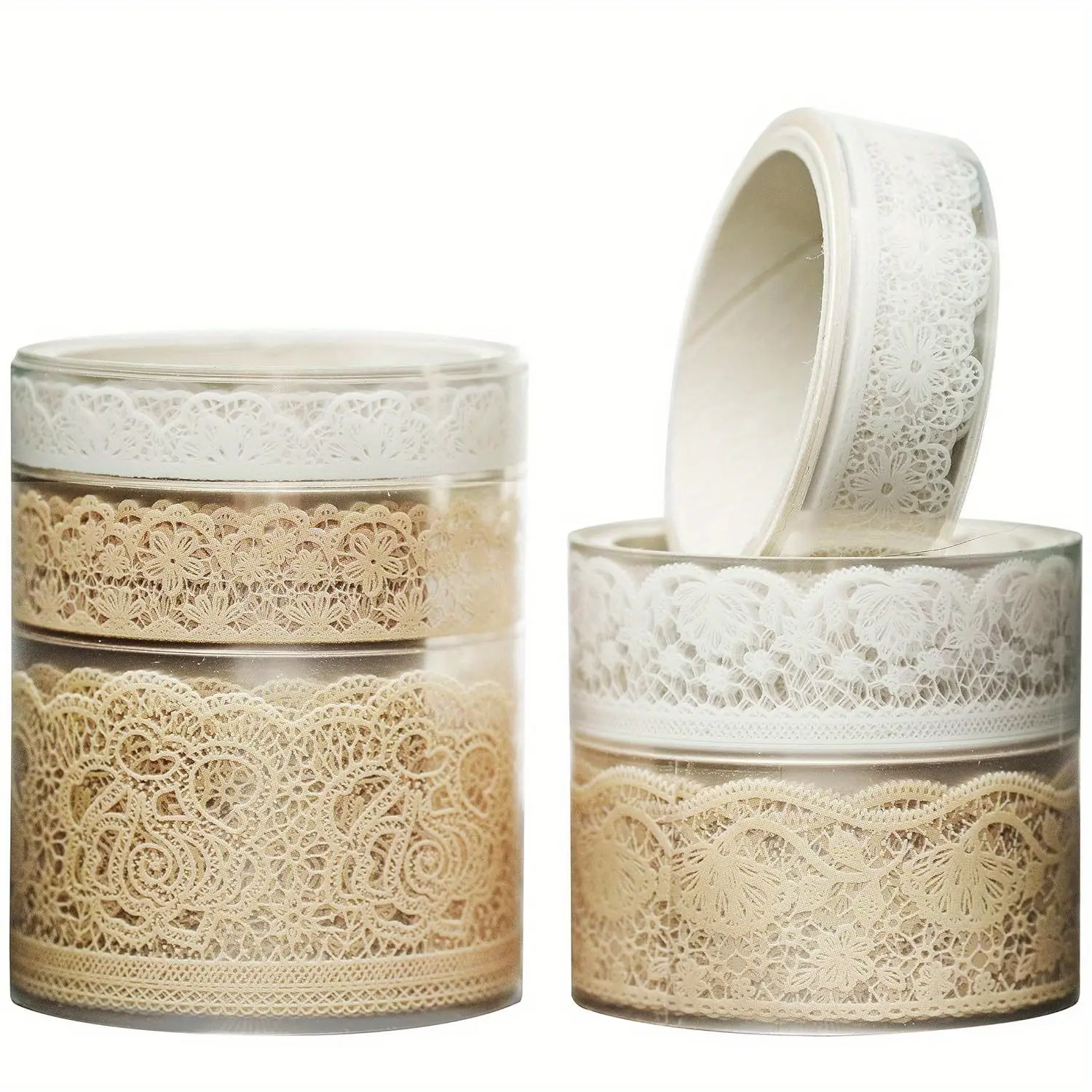 6 Rolls Transparent PET Lace Patterns Floral Arts Decorative Tape Set Adhesive Masking Tapes for Handmade Crafts DIY Craft Scrapbooking, Scrapbook Materials, crapbook, DIY Projects, DIY, Gift Wrapping, Journal