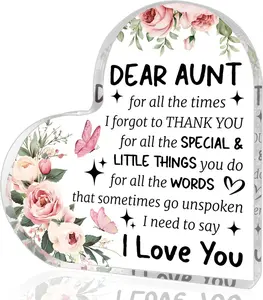Women's Stocking Stuffers Aunt Christmas Gifts Aunt Gifts from Niece Nephew Heart  Plaque Decor  Auntie Ever  Birthday Mothers Day Weeding  for Auntie I Love You Present