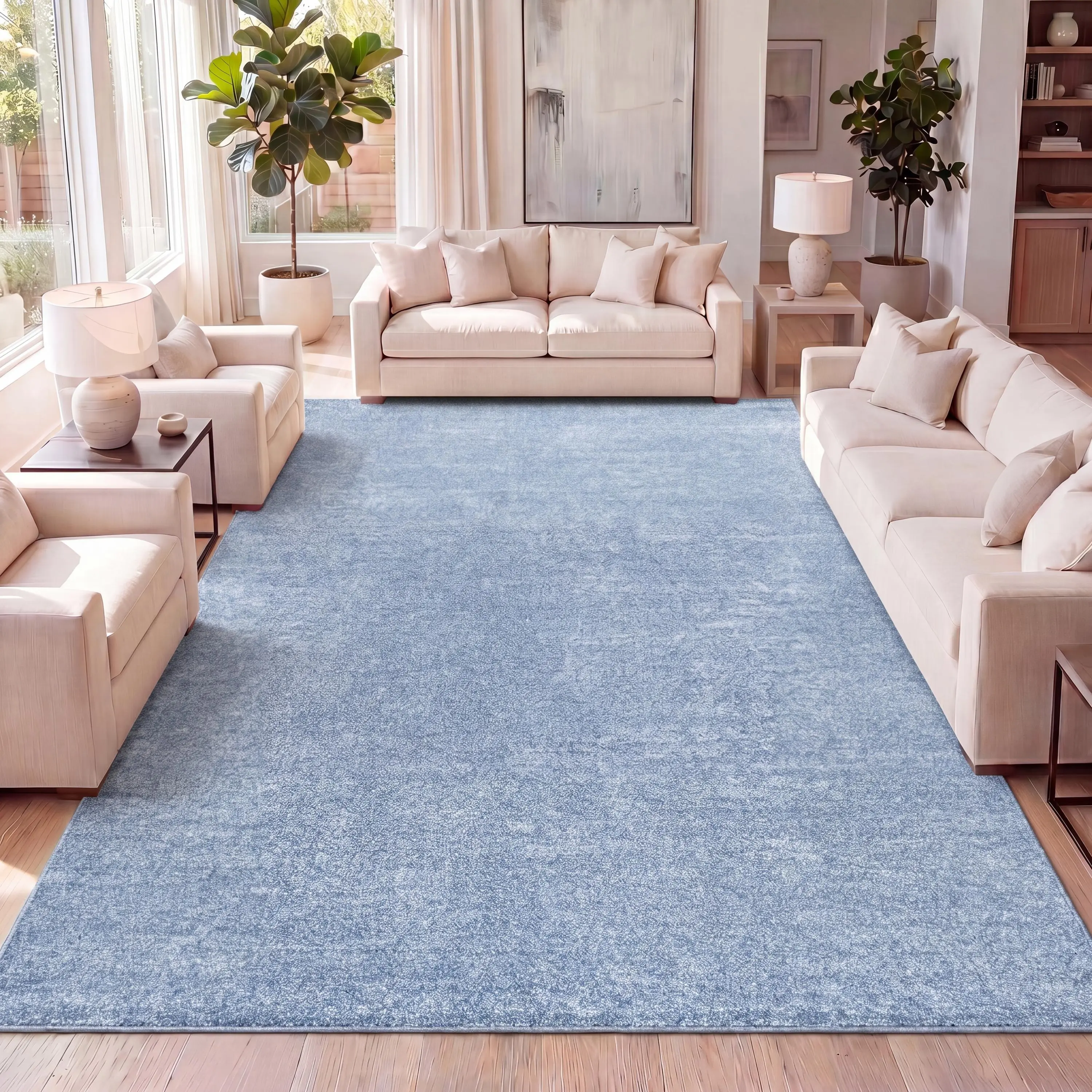 JONATHAN Y Haze Classic Blue Low-Pile Indoor Area Rug - Home Decorative Rug for Living Room, Bedroom, Office, Indoor Area Rugs