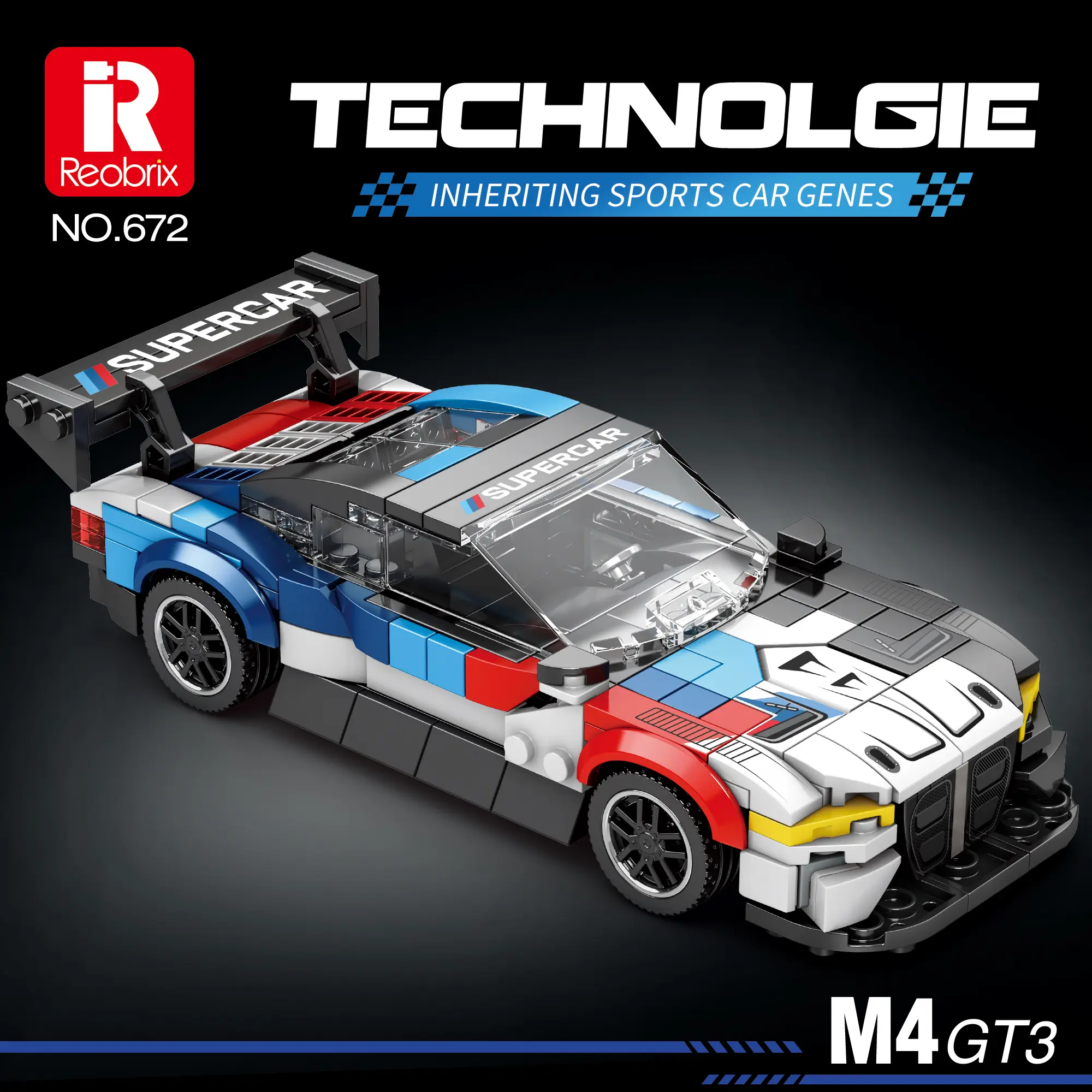 Reobrix M4 Supercar Building Blocks Set - 385PCS Vehicle Building Blocks, F1 Race Car Toy, Birthday Gifts for Kids Aged 6+, Building Blocks Sets