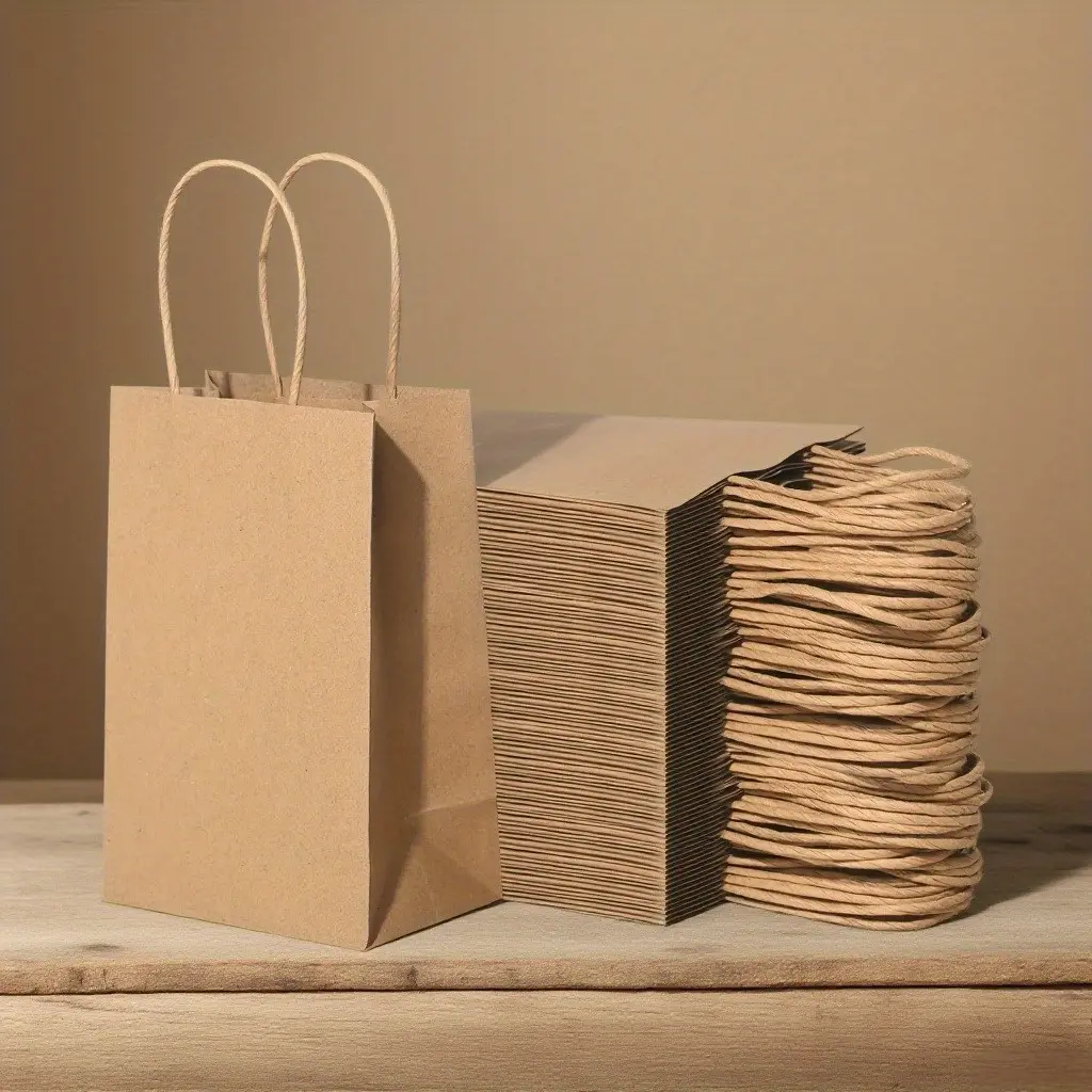 Rustic Look Brown Kraft Paper Bags - 25/50pcs Office Stationery Supplies for DIY Crafts, Book Storage, Business Meetings, Corporate Events, Retail Packaging