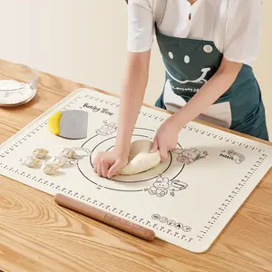 Extra Thick Silicone Pastry Board, Silicone Baking Mat with Measurements, Non-slip Silicone Mat, Kneading Counter Mat, Non-Stick Dough Mat with Edge Heightening, Baking Utensils Supplies