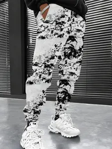 2026 Summer New Abstract Ink Splatter Print Floral Print Pants High Street Trendy Brand Loose Casual Sports Pants Men's Flowy Sweatpants Versatile Harem Pants