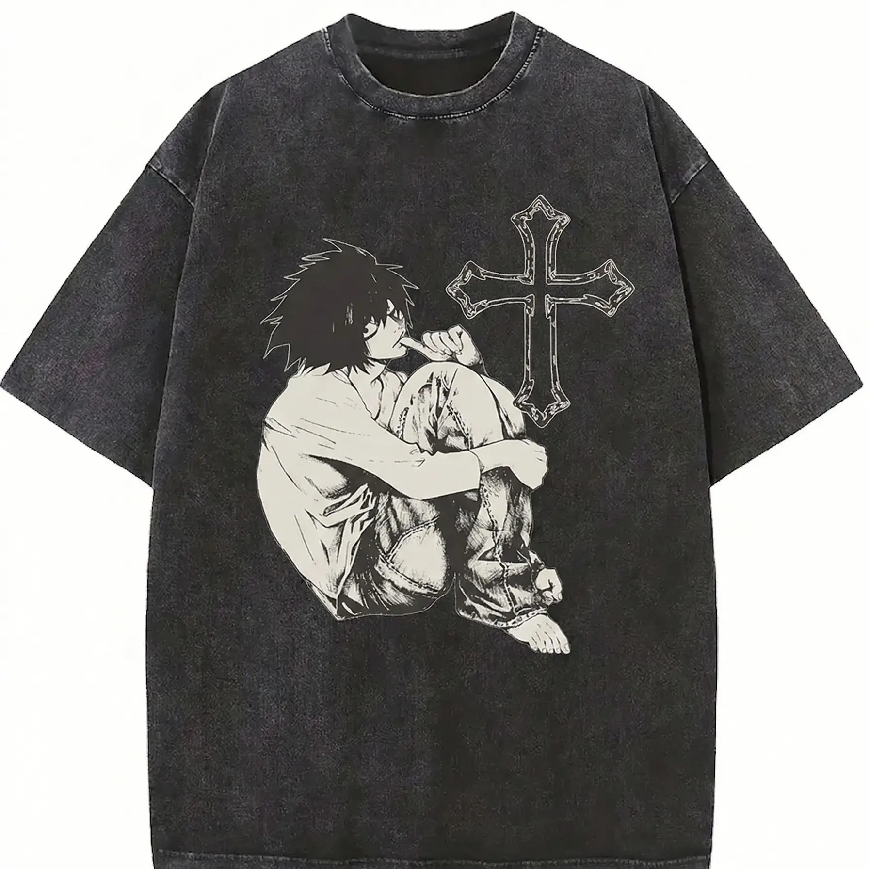 Anime Vintage Graphic Tee, L Lawliet Tee, Death Note Shirt, Manga Anime Shirt, Unisex T-Shirt, Anime Clothing Top Menswear Womenswear Streetwear Casual Oversized