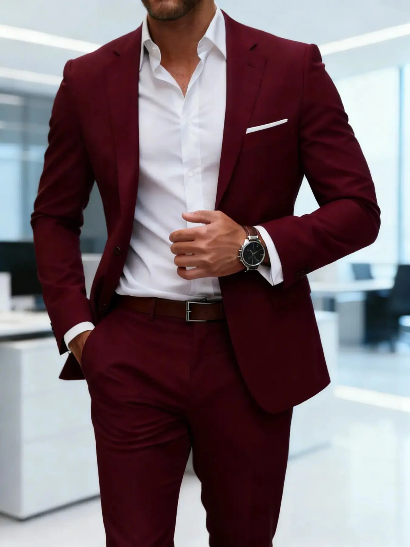 Men's Two-Piece Suit Set, Casual High-Quality Long Sleeve Blazer and Pants, Suitable for All Seasons, Formal Wear for Business, Party and Office Wear