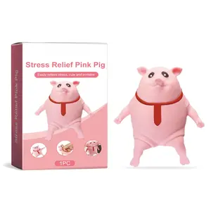 Stress Relief Pink Pig Toy Creative Cartoon Design Thermoplastic Rubber Interactive Animal Figure for Kids Indoor Outdoor Leisure Gift Glow Hover Spinner Ball Japanese-Style Butter Squeeze Toy active Pumpkin