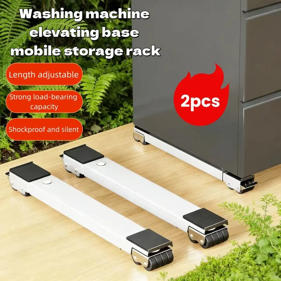 2-Pack Adjustable Refrigerator Mover with Swivel Wheels, Heavy-Duty Furniture Shifter, Kitchen Appliance Moving Base