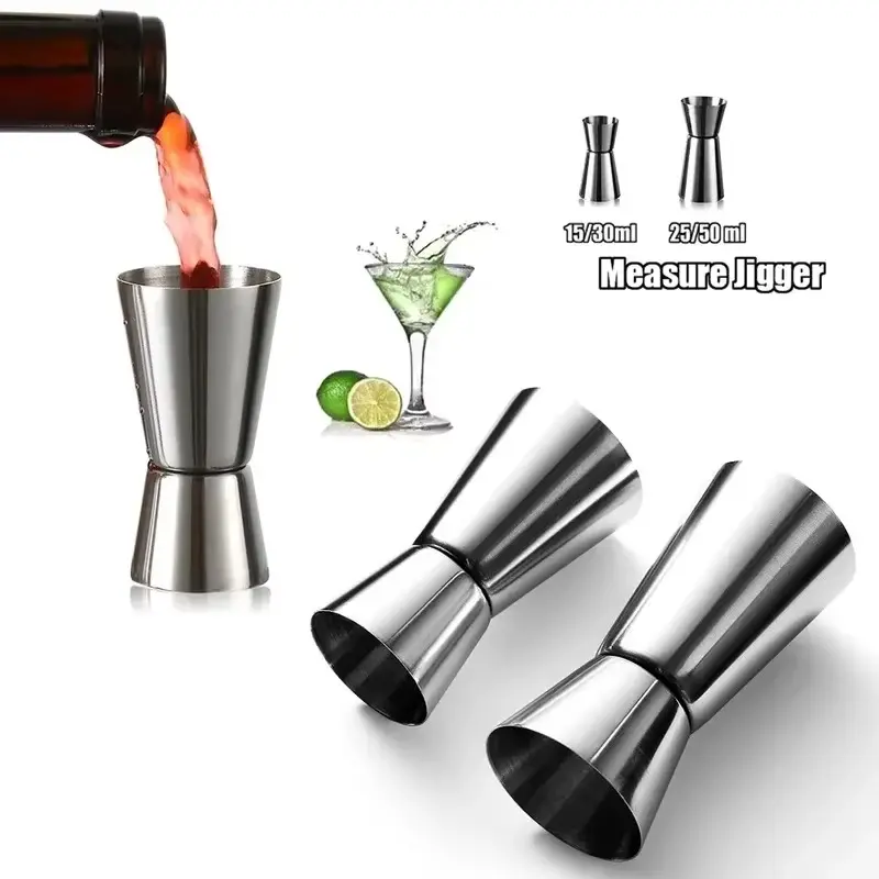 1PC Bar ounce cup 15/30ml or 25/50ml stainless steel cocktail measuring cup Double head alcohol measuring cup Jiggers Kitchen supplies Utensils Kitchenware