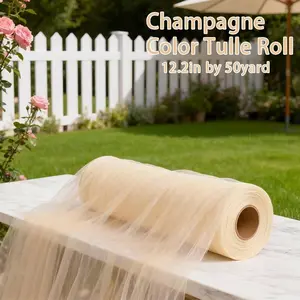 1 Roll 1980 Inches Champagne Color Sheer Fabric, DIY Wedding Party Backdrop, Holiday Decor Table Runner Ribbon