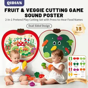 Apple Chart Interactive Fruit & Veggie Talking Poster with Cutting Playset for Toddlers