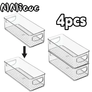 4 PCS Drawer Organizers, Clear And Stackable Storage Boxes for Snacks, Cosmetics, And Miscellaneous Items - Versatile Containers Suitable for Open Storage for Solutions in Kitchens, Bathrooms, Bedrooms, Living Rooms,summerwins