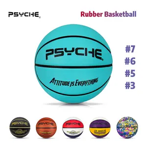 PSYCHE Rubber Basketball Official Regulation Size 3 (22.5 Inches) - Deep Channel Construction, Color Variations Available for Indoor/Outdoor Use