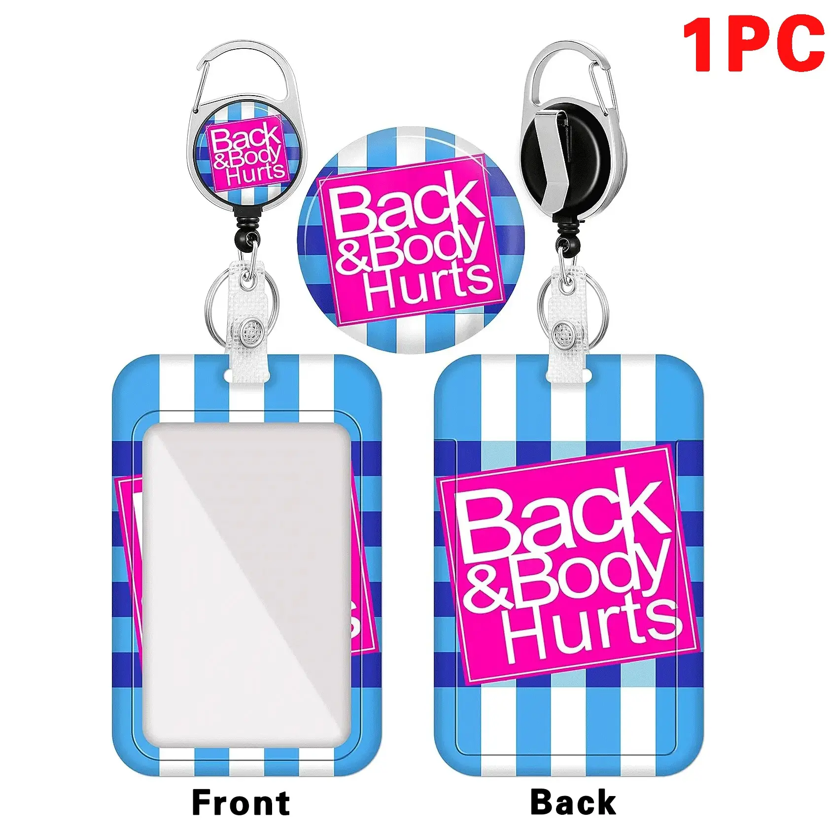 Retractable Badge Holder, 1 Count Cute ID Name Tag Work Badge Holder, ID Name Tag Holder for Office Workers, Men, Women, Teachers, Fun Badge Holder, Badge Reels Retractable, Retractable Id Clip, Id Badge Holders Retractable, Id Holders for Badges