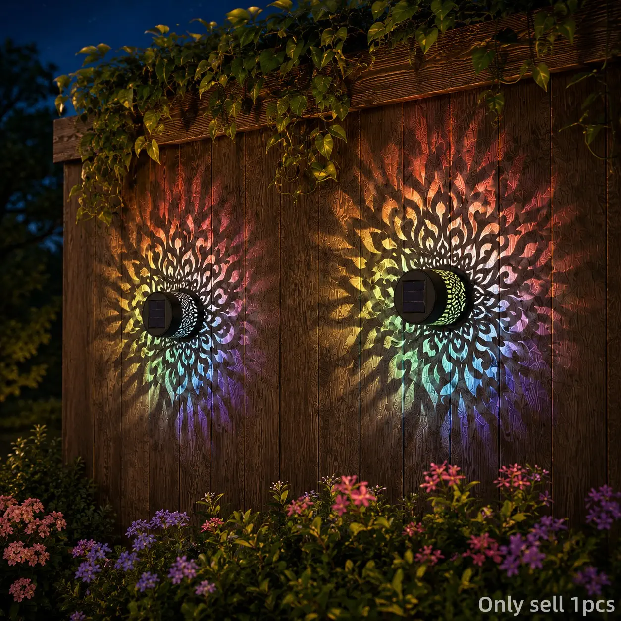 Solar Fence Lights Mandala Pattern – Metal Solar Powered Outdoor Wall, Deck & Step Lights, Waterproof Garden Lantern for Patio, Backyard, Fence, Pathway, and Outdoor Decor, Solar Decorative Lights, Patio Lighting