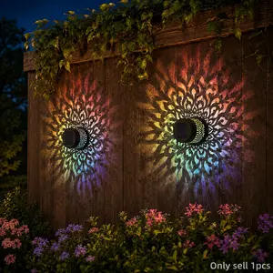 Solar Fence Lights Mandala Pattern – Metal Solar Powered Outdoor Wall, Deck & Step Lights, Waterproof Garden Lantern for Patio, Backyard, Fence, Pathway, and Outdoor Decor