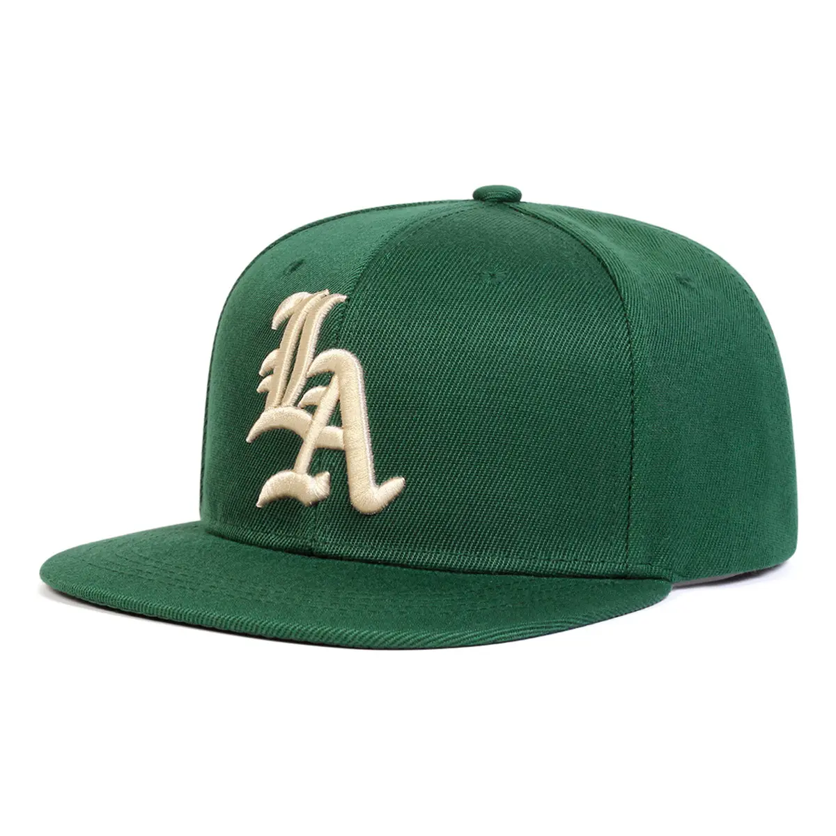 Vintage Forest Green LA 3D Raised Stitching Baseball Hat - Retro Gothic Font Cleanfit Unisex Casual Cap, Adjustable Premium Cotton Outdoor Sport Headwear for Business & Auspicious Occasions, Letter Print, Breathable, Daily, Earth-Toned Forest Green, Light