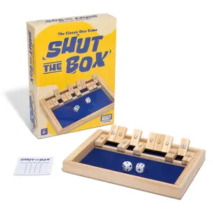 Shut The Box by Relatable, The Classic Choice for Tabletop Games, Easter Basket Stuffers, Math and Strategy Fun for Easter Family Games, Includes 2 Dice, 1 Wooden Box, 1 Scorepad, and Instructions