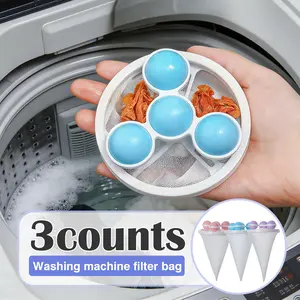 3 Counts Washing Machine Hair Filter Bag,Traps debris during wash cycle, Keeps clothes looking fresh, Minimizes post-wash lint rolling
