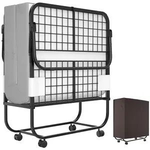 Homieasy Folding Bed with Mattress for Adults, Portable Rollaway Guest Bed, Cot Size Foldable Bed with 5 Inch Memory Foam Mattress and Metal Frame, Roll Away Bed Storage Cover Included, 75 x 31 Inch