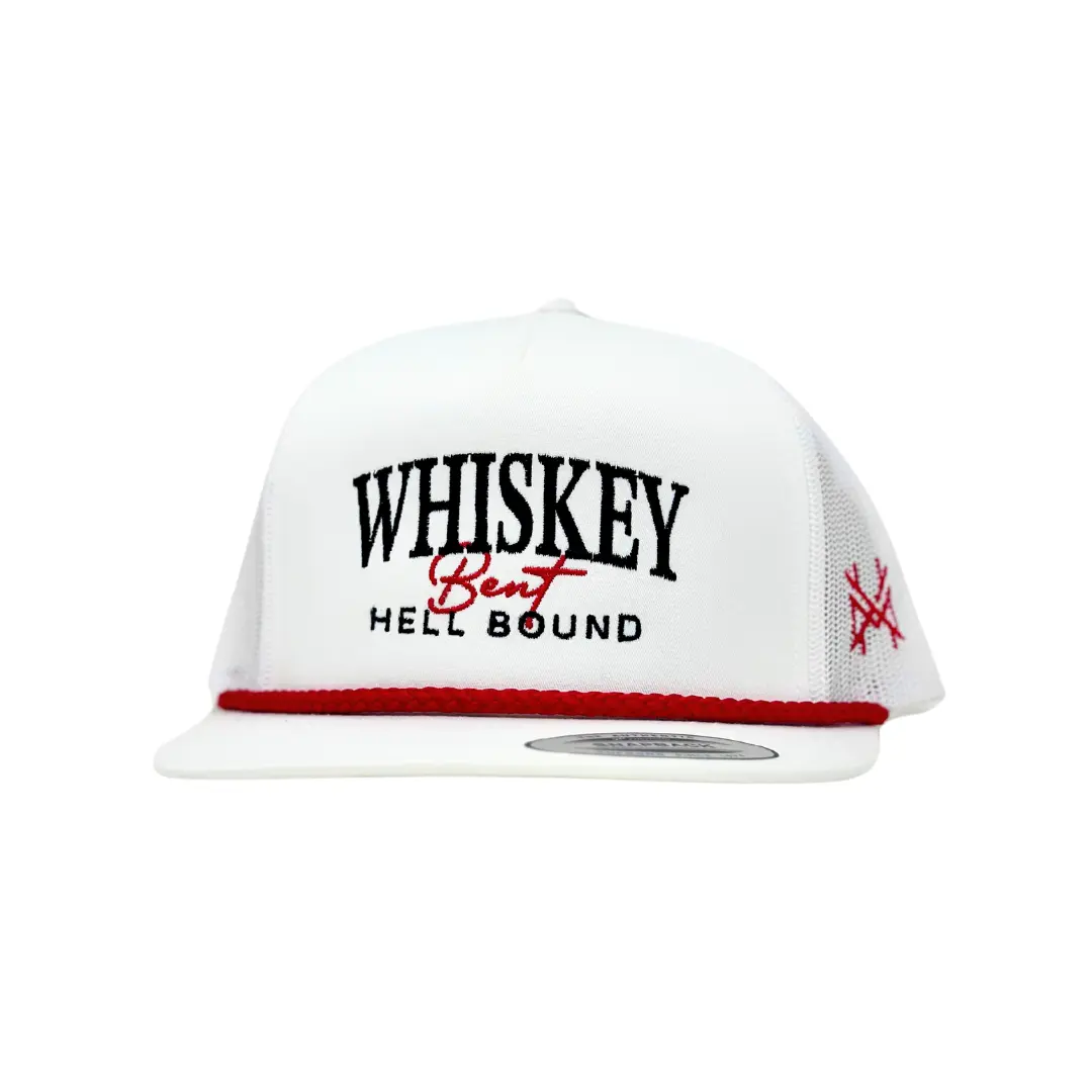 Whiskey Bent Hell Bound Embroidered Trucker Hat Snapback Adjustable (Up To Size 8 Head)