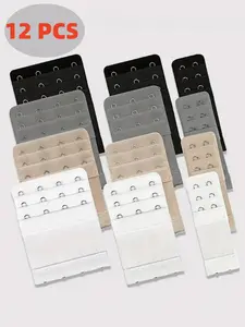 12 PCS Women's Bra Extender Set with Soft Elastic Straps, Multi-Purpose 2/3/4 Hook Adjustable Bra Extension Bands in Mixed Colors, Comfort Fit & Breathable Bra Expander for Daily Wear & Fashion Outfits