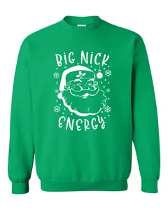Big Nick Energy Christmas screen printed design on unisex Crewneck Sweatshirt