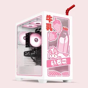 Ironside Computers Milkbox PC Case - Kawaii Milk Carton Design ATX Mid-Tower with UV-printed Front Panels & Magnetic Straw