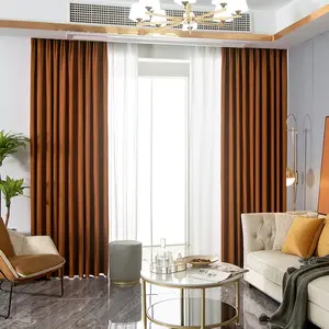 2pcs Caramel Velvet Curtains, Light Luxury Vintage Style, Sunlight Blocking & Soundproofing, Ideal for Living Room & Bedroom