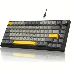 AJAZZ AK820 Wired mechanical keyboard, 75% layout, support hot swap, volume knob switch, ergonomic design gaming mechanical keyboard, office, gaming, programmer
