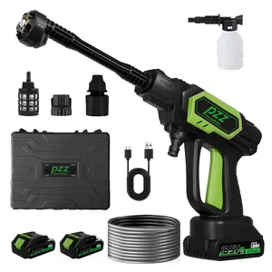 PZZ Cordless Pressure Washer, Portable Power Washer with 2pcs Battery, 6-in-1 Nozzle and 17FT Hose, Handheld Power Washer for Home, Garden and Car Cleaning