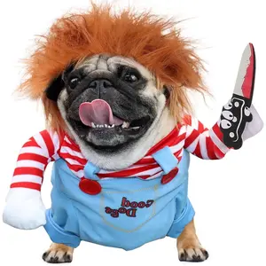 Dog Costumes, Deadly Doll Dogs Costume,Chucky Dog Costume with Knife for Pets, Frenchie Clothes, Funny Halloween Costumes for Small Dogs [S]