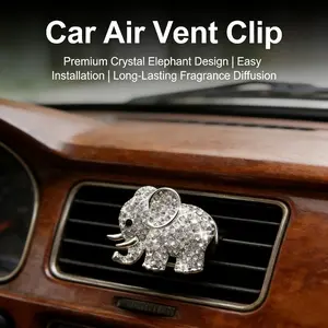 New Cute Elephant Car Air Vent Clip, Shiny Rhinestone Vehicle Interior Ornament, Easy Install Universal Fit Car Vent Accessory, Fashion Decor for Most Cars