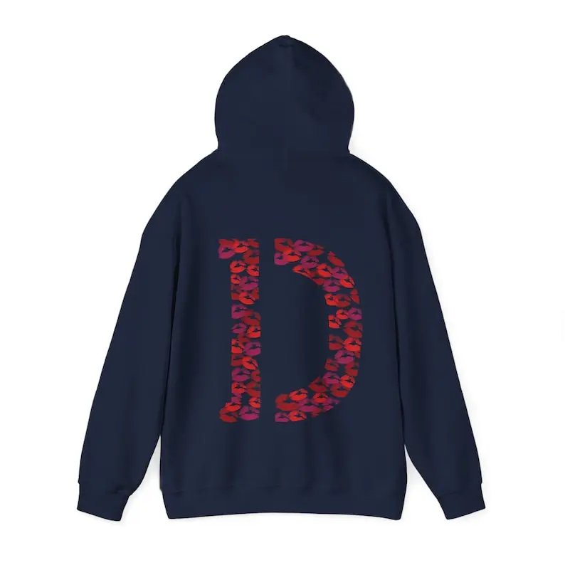 Initial Kisses Custom Letter Hoodie, Valentine Gift, Valentines Day Gift for Boyfriend, Kissings Hoodie Gift