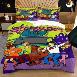 Scooby Doo Themed Duvet Cover Set,Suitable for Bedroom Bedding Decoration for Children,Teenagers and Adults,The Perfect Gift for Family or Friends,Including 1 Duvet Cover and 1 Or 2 Pillowcases (Excluding Quilt and Pillow Inserts)