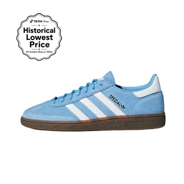 Adidas Handball Spezial Men's Suede Sneakers in Light Blue, Retro Sports Fashion with Cushioned Sole for Daily Wear, Sports Shoes, Athletic, Trainer, Men's Shoes, Casual Wear, Classic, Comfortable Fit Supports Daily Wear