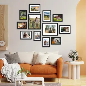 10 Pack Picture Frames Collage Wall Decor, Gallery Wall Frame Set for Wall or Tabletop Display, Multi Sizes with Two 8x10, Four 5x7, and Four 4x6 Photo Frames, Black Room Multi-Picture Frames Set
