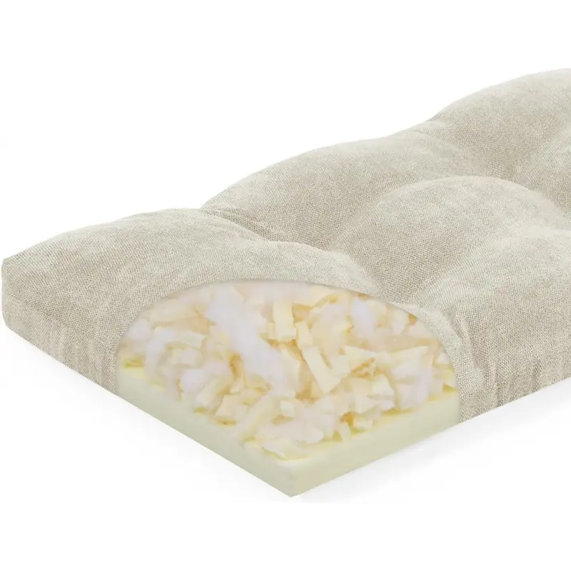 Beige Rectangular 40-Inch Water Resistant Memory Foam Bench Cushion for Adults, Double-Layer Patent Design Non-Slip Indoor Cushion with Ties, Durable Compressed Roll for Pressure Distribution, 40x15x3 in (Pack of 1)