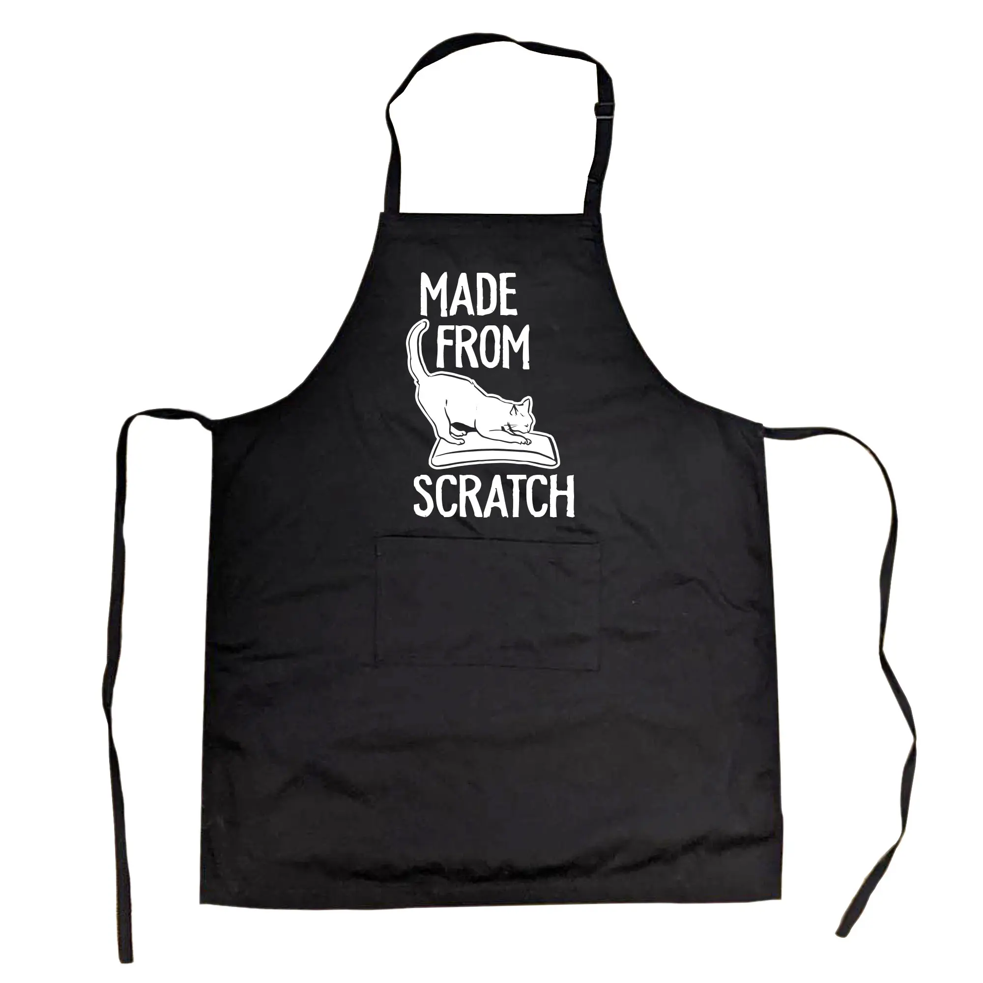 Cookout Apron Made From Scratch Baking Smock Funny Pet Cat Lover Apron Funny Aprons Adjustable Household Items Graphic Print Food Grill Apparel Funny Cat Cover Grilling Apparel for Men Black