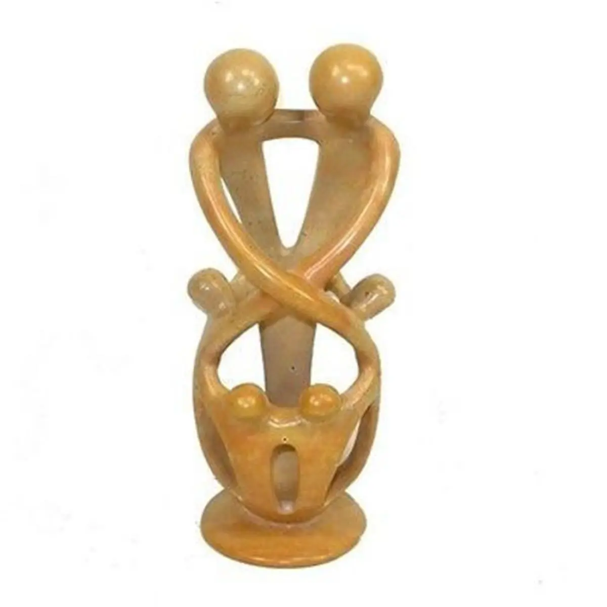 212 MAIN Traditional Hand-Carved Natural Tall Soapstone Family Statue - 2 Parents, 4 Children, 8in Cream-Toned Decorative Sculptures, Collectible Figurines