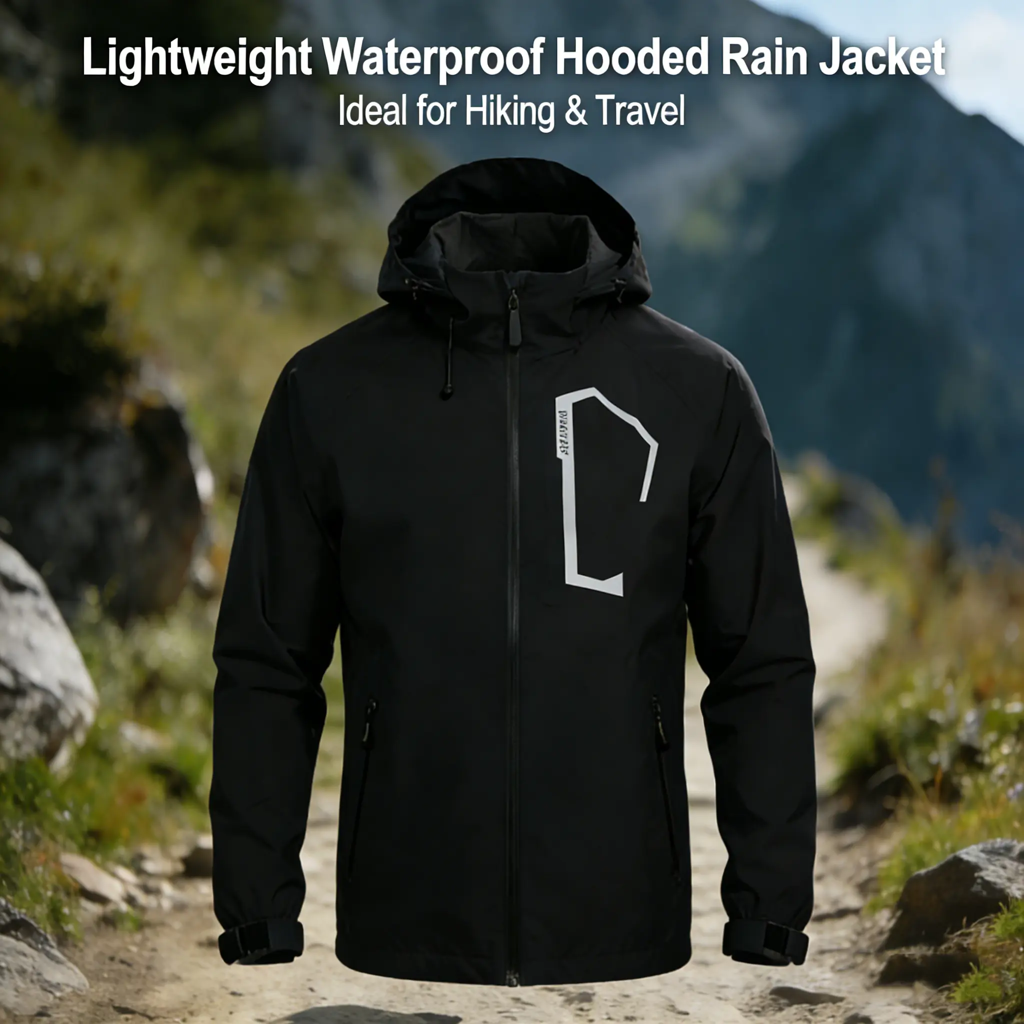 YUYANGDPB Waterproof Lightweight Hooded Rain Jacket for Men | Outdoor Shell Coat for Hiking, Travel & Daily