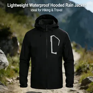 Waterproof Lightweight Hooded Rain Jacket for Men | Outdoor Shell Coat for Hiking, Travel & Daily