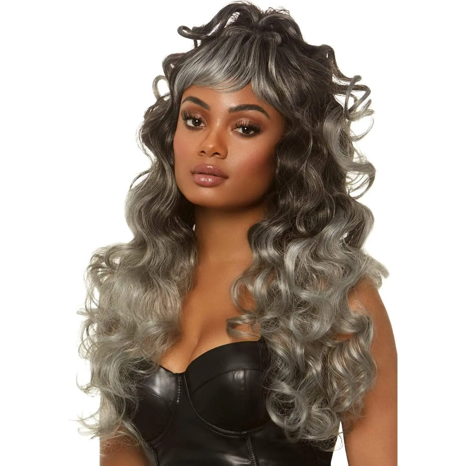 Ponytail Wig for Women, 24-Inch Long Synthetic Curly Wavy Hairpiece with Bangs, Half-Up Style for Cosplay & Halloween, Long Curly Ponytail Wig, Hand Wash Only, Ponytails