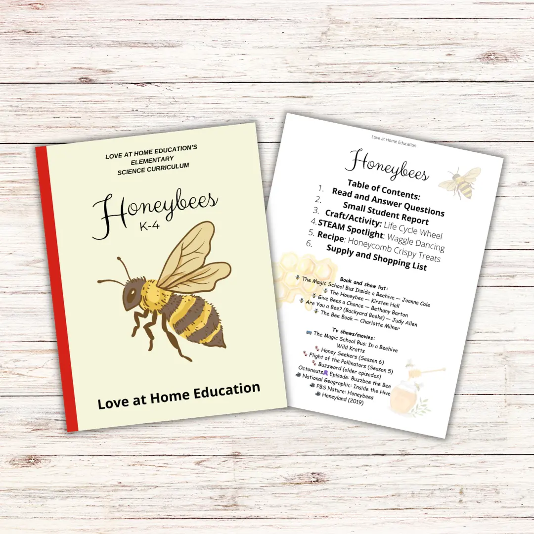 Honeybee mini unit study K-4th grade for homeschool and summer learning