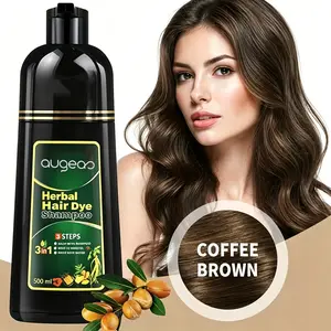 Coffee Hair Dye Shampoo 3 in 1, Rich Color Shine for 3-4 Weeks, Premium Coloring Shampoo for All Hair Types, Gentle Herbal Formula Safe for Damaged Hair, Easy At-Home Use for Women & Men 16.91oz