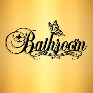 An elegant and simple iron bathroom sign, artistic wall decoration, modern craft plaque, suitable for offices, homes, living rooms, bedrooms, courtyards, kitchens, etc