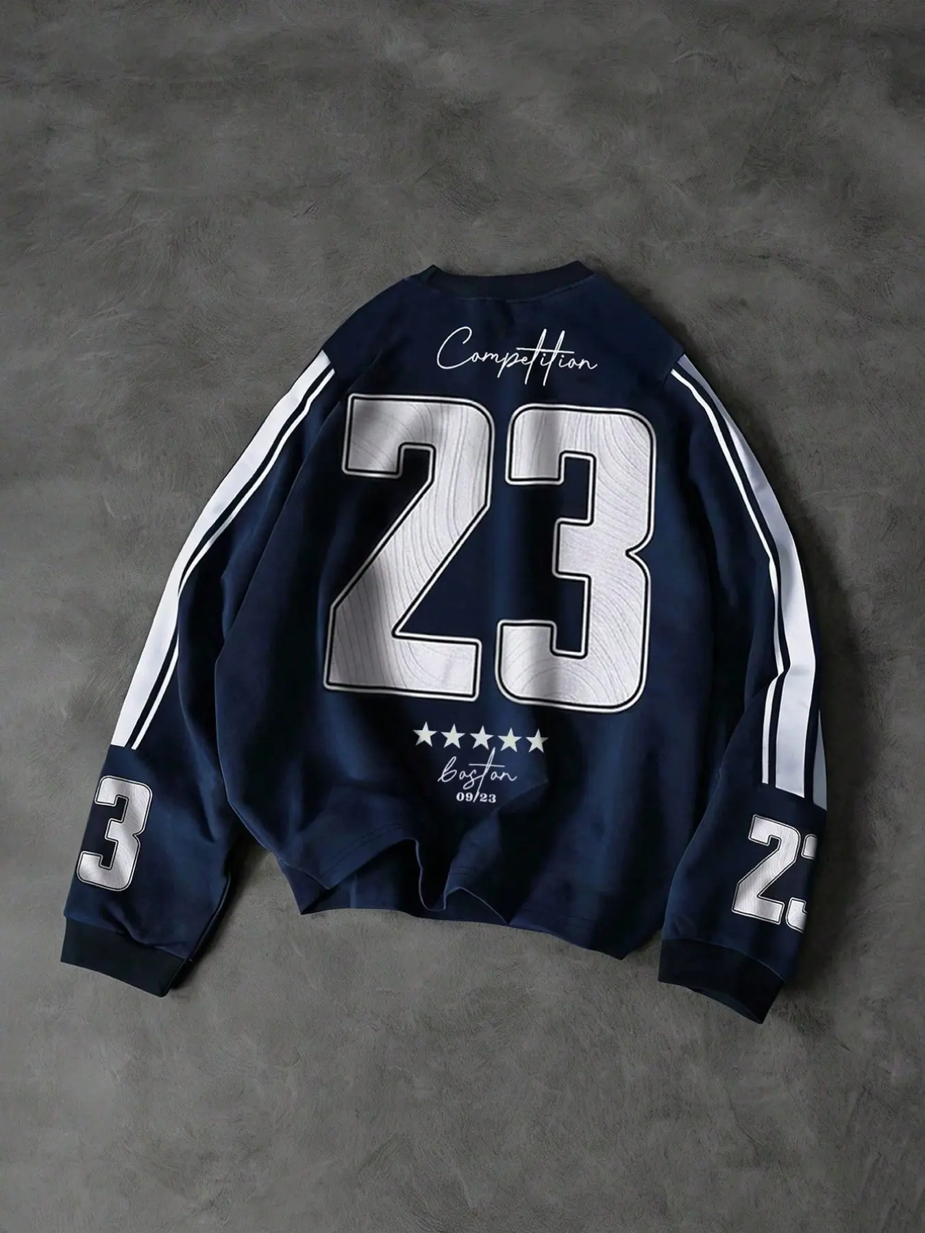 Oversized Classic Vintage Graphic Long Sleeve Casual Soft Sweatshirt for Men/Women - Retro 23 Athletic Print Crewneck - Blockcore Aesthetic Streetwear Pullover Tops for Casual Daily Outfits