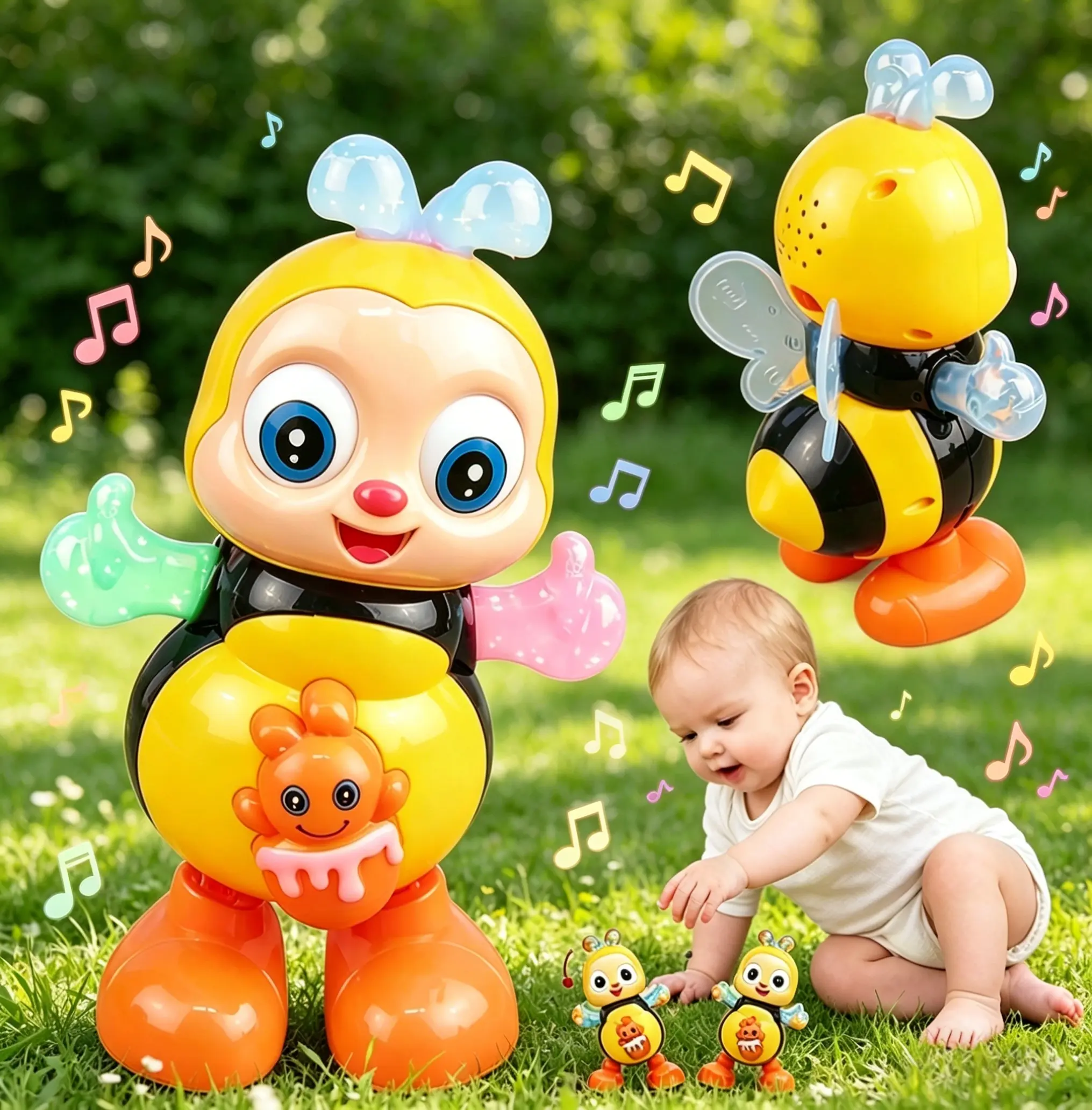 Dancing Bee Toy for Kids, Early Childhood Musical Light Up DIY Sensory Learning Toy with Fun Dancing Action, Gift for Boys and Girls