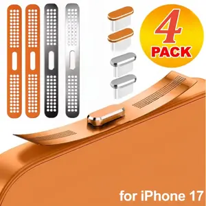 4pcs Metal Dust Plugs, Speaker Dust Stickers for Smartphone iPhone 17 Pro/17 Pro Max, Includes Speaker Protection Case and Metal Dust Plugs, Accessories