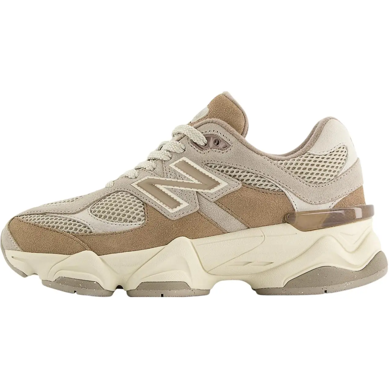 New Balance 9060 Kids' Casual Sports Shoes, New Round Toe Low Top, 'Mushroom Arid Stone' Design, Suitable for All Seasons, Casual Days & Easy Moves